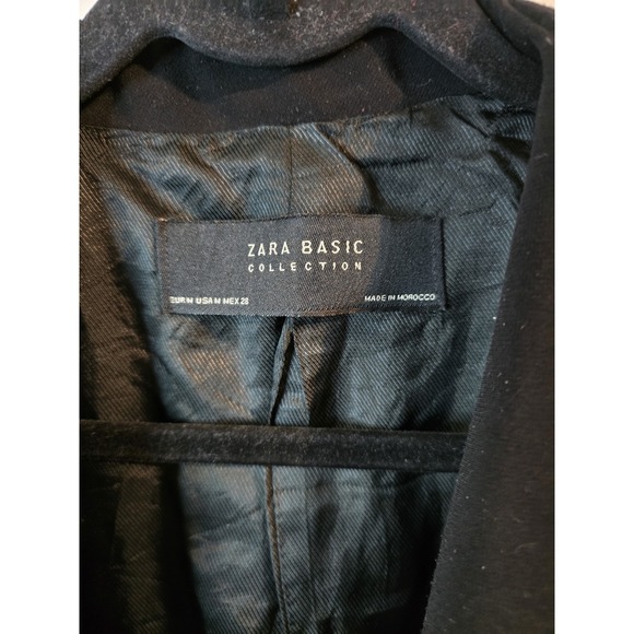 Zara Women's Black Asymmetrical Open Front Blazer Jacket Size‎ M Academia Work - Picture 2 of 3